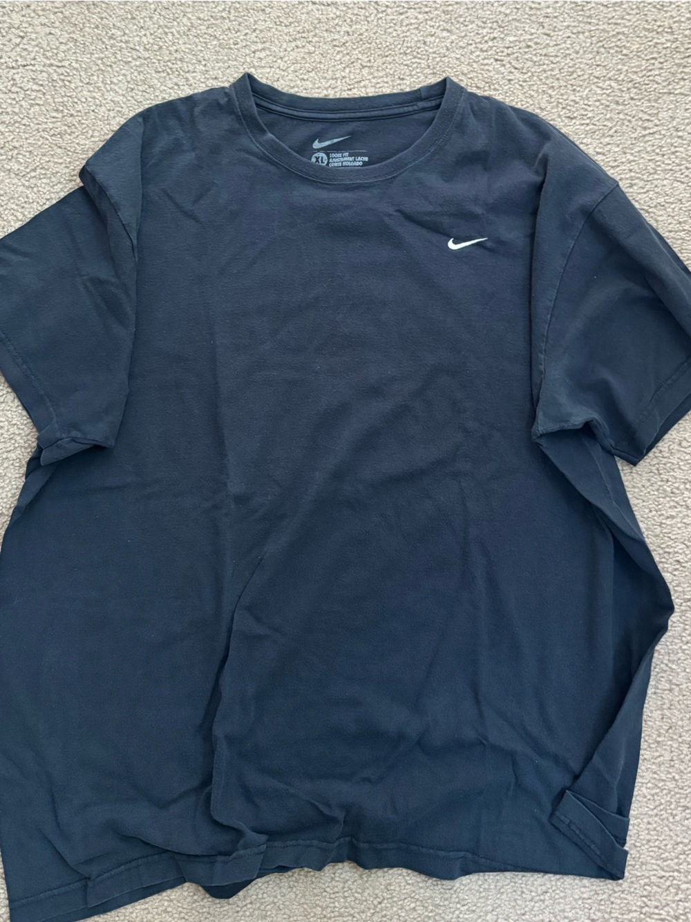 Nike Men's Black T-Shirt with White Swoosh